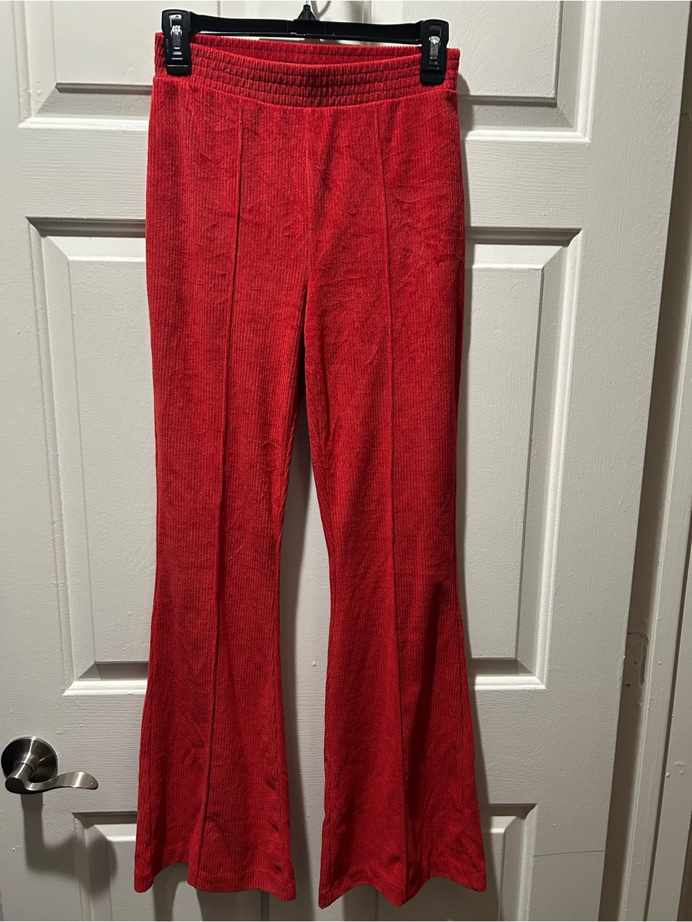 Aerie Groove On RIbbed Velour Flare Pants in Red Size XS Regular